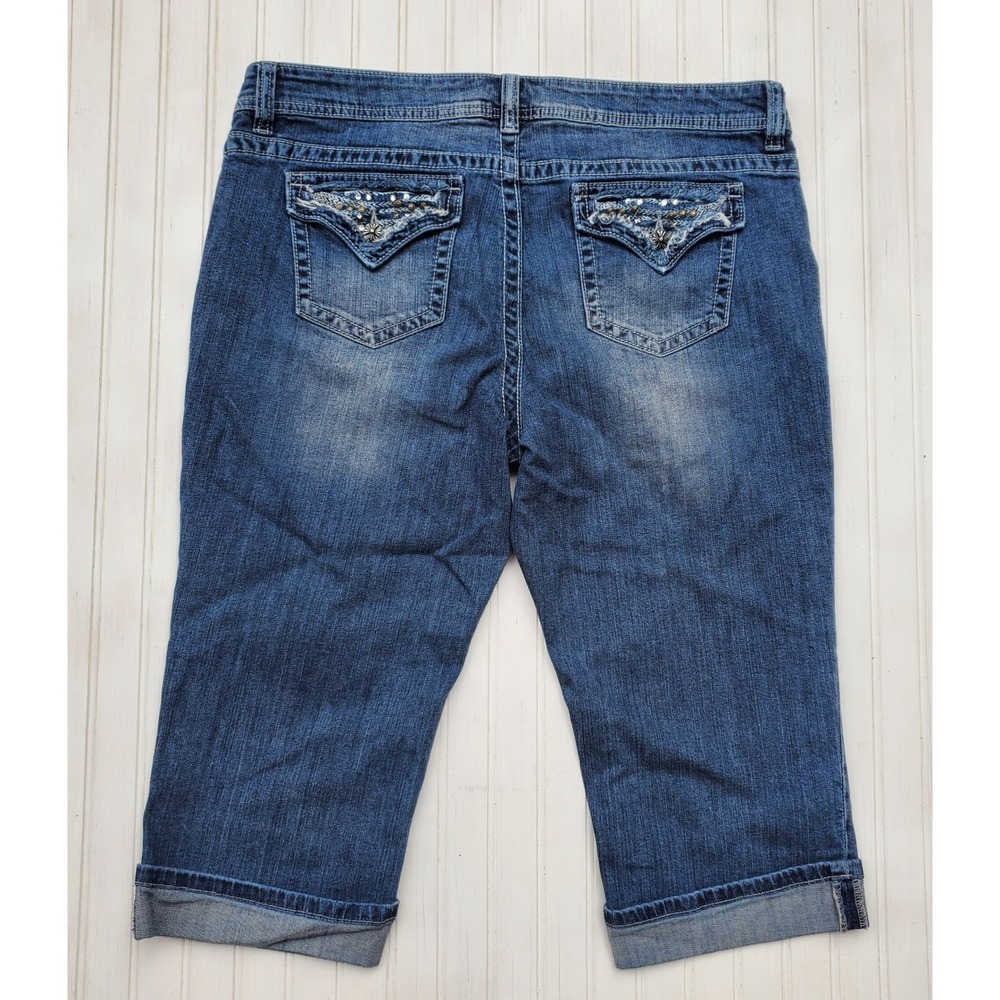 Capri Jeans‎ Blue Embellished Pocket Womens Size 16P Modern Straight Leg Apt 9